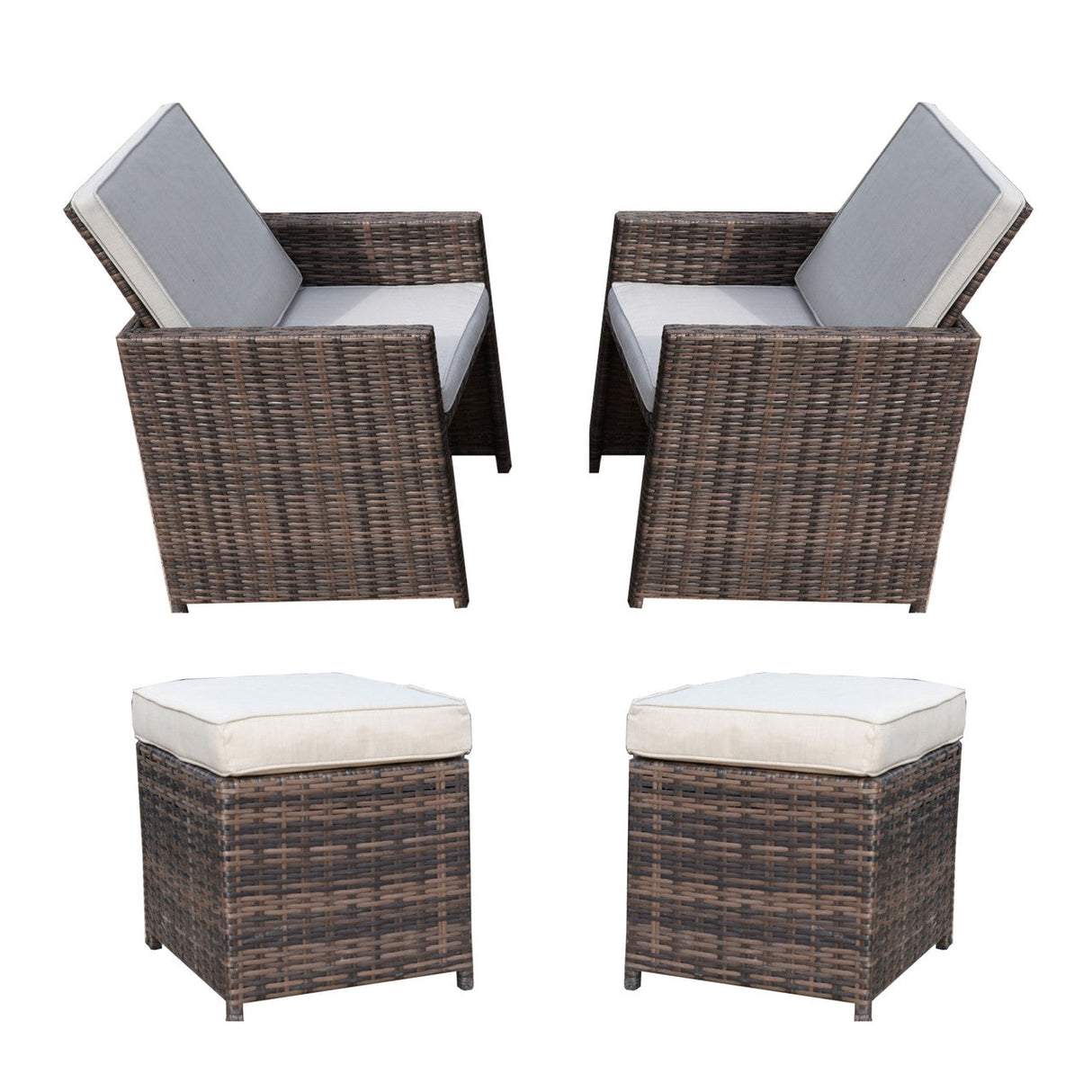 Outdoor Armchairs with Ottomans (PAD-3233B-C&O)