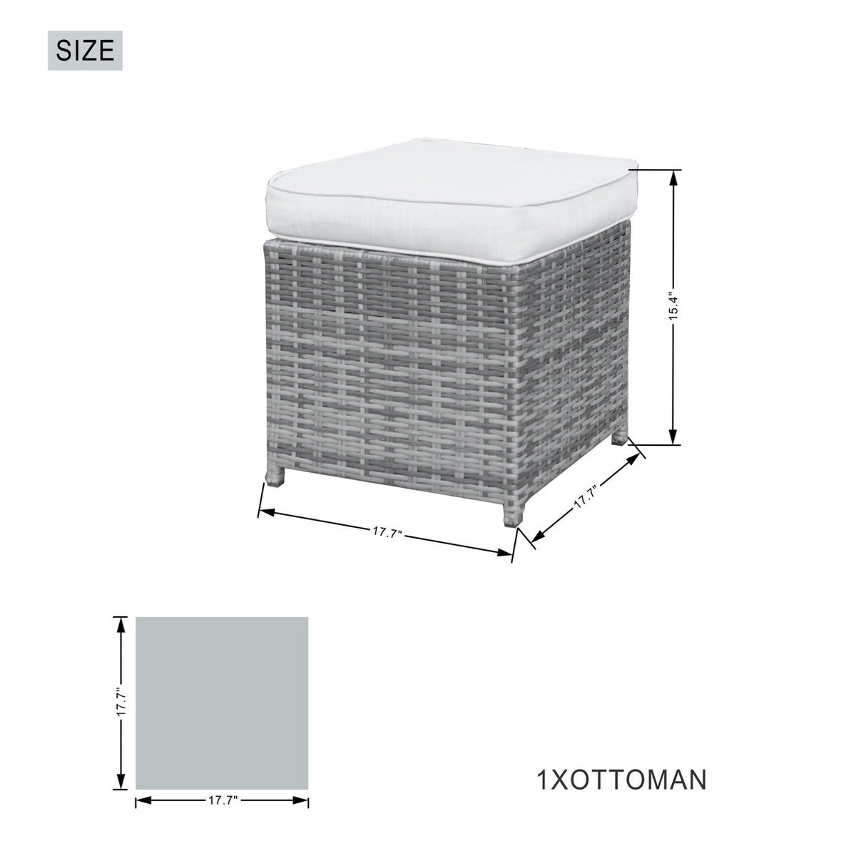 Size of Patio Ottoman