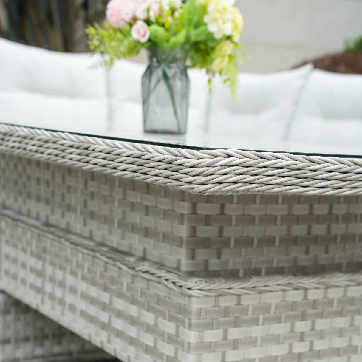 8-Piece PE Rattan Aluminum Corner Conversation Sofa Set with Adjustable Lift Table PAS-16002B-SET