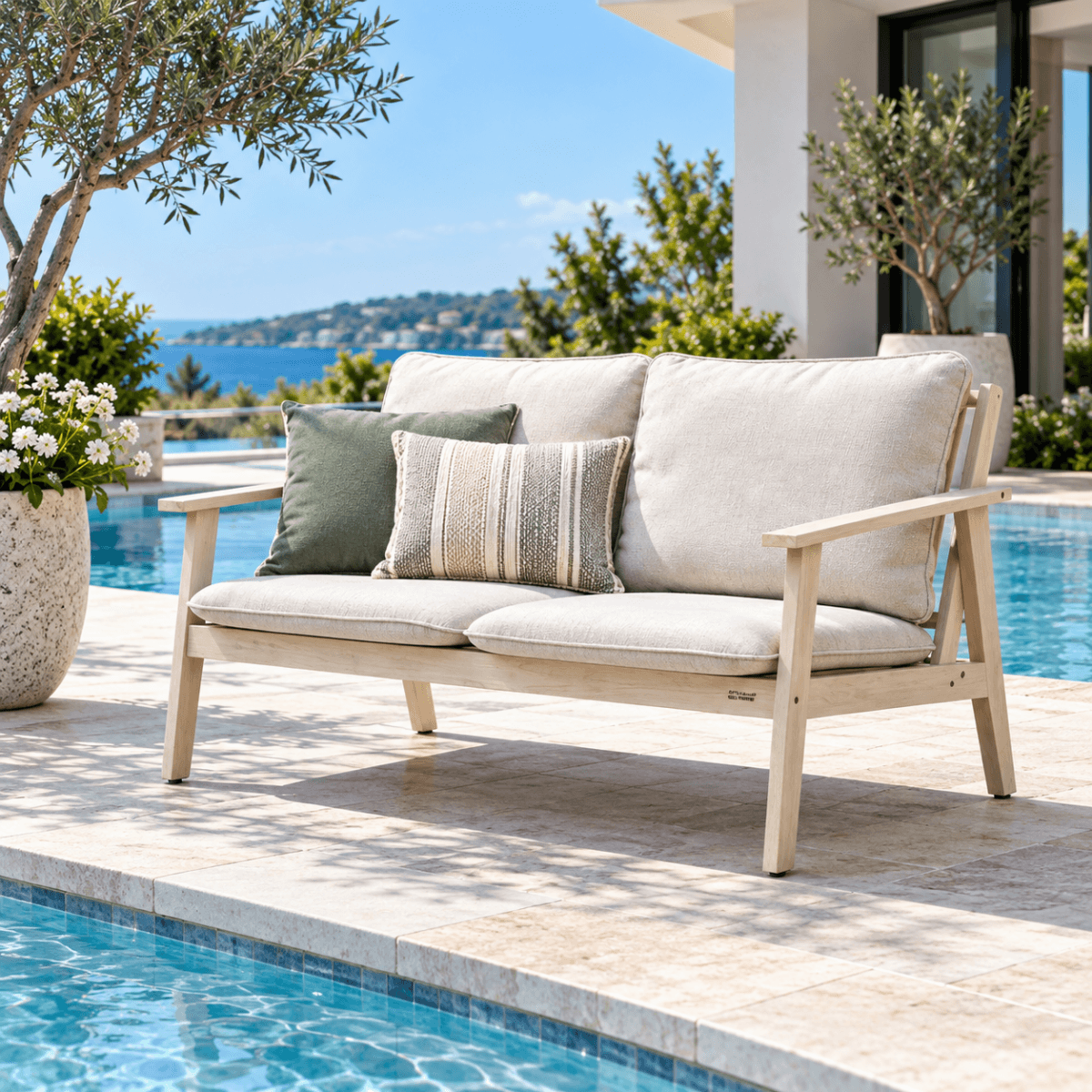 Solid Wood 2-seater Sofa