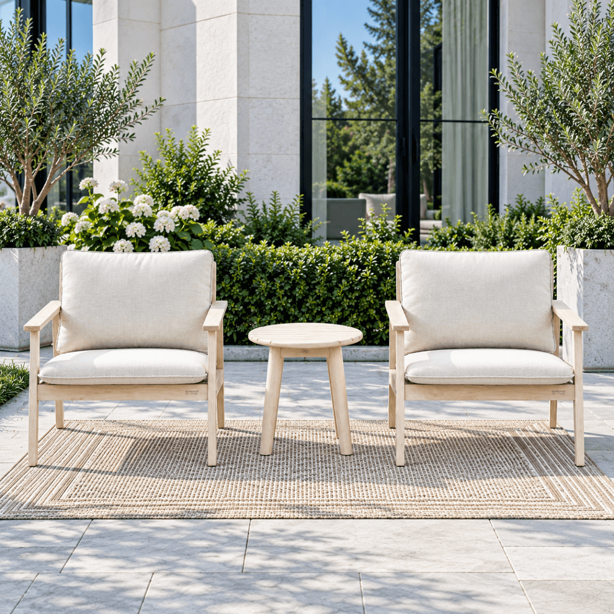 Wood Outdoor Bistro Sofa Set - 3-Piece