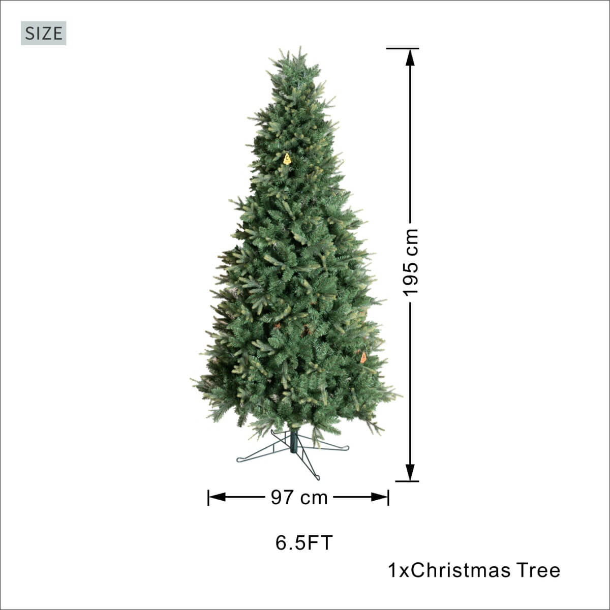 Realistic Full Green PE & PVC Artificial Christmas Tree - Lush Mixed-Foliage Xmas Tree for Festive Home Decoration, 6.5ft/7.5ft/8.5ft