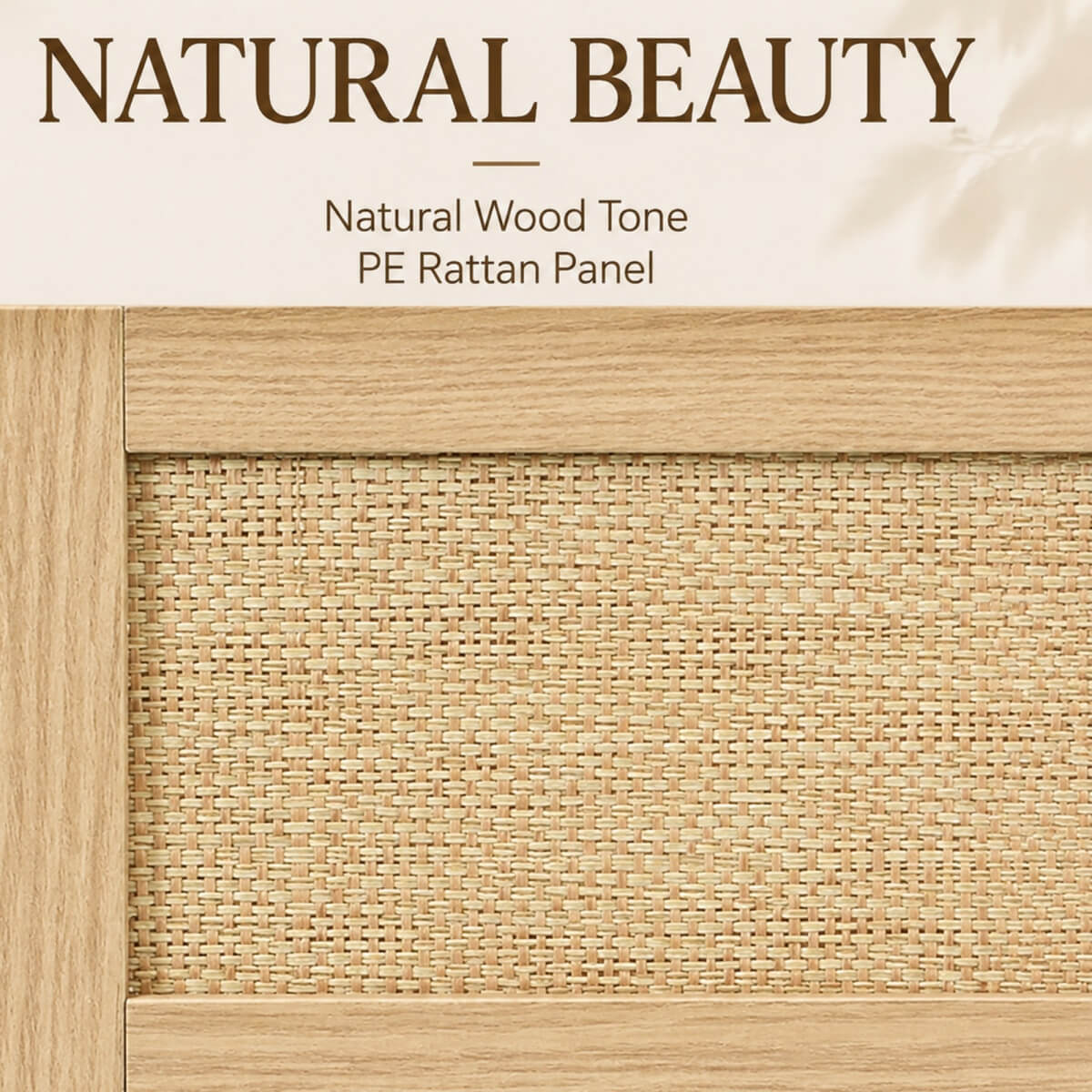 Set of 2 Rattan Effect Bedside Tables with 2 Drawers - Rounded Corners and Raised Legs, Natural Oak