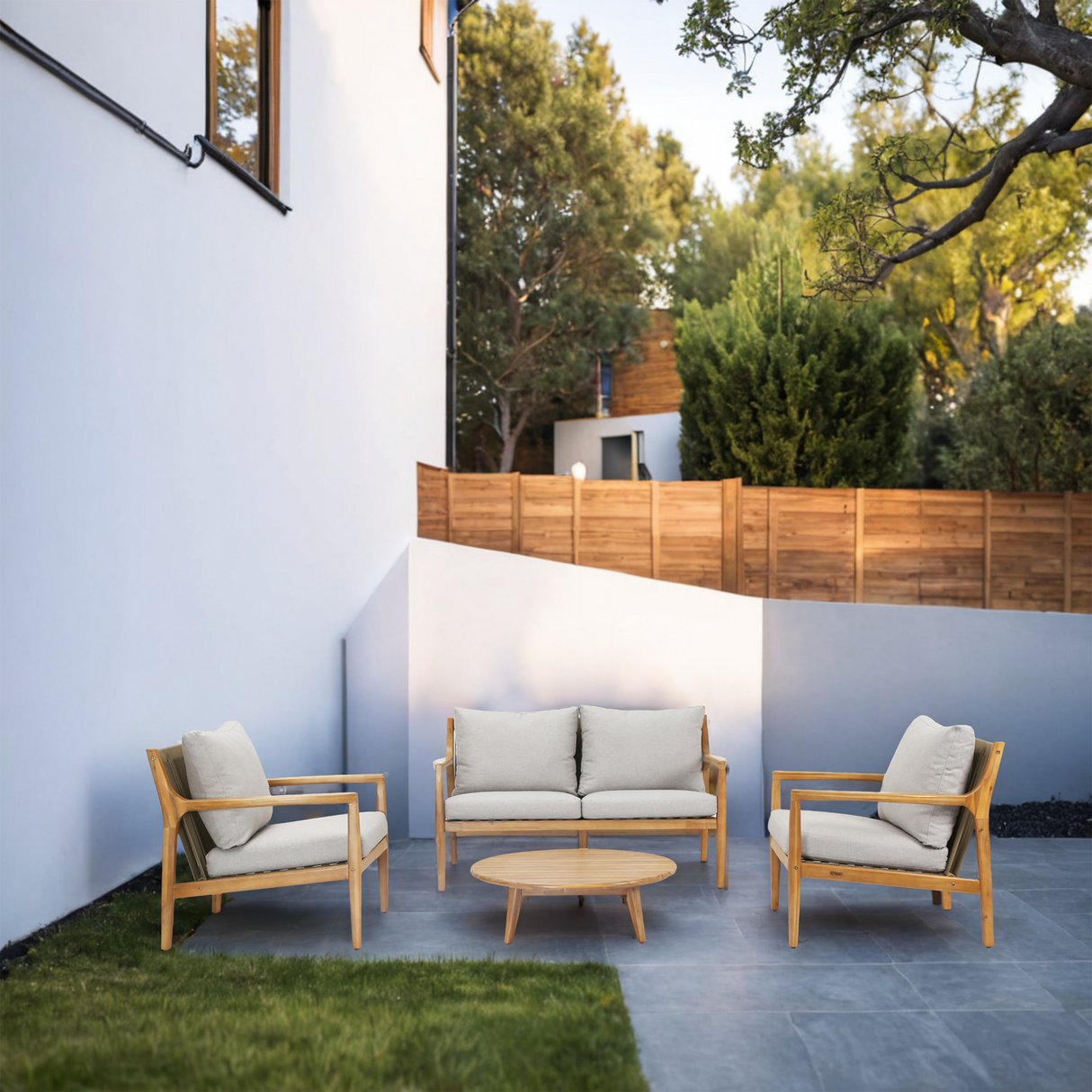 SOLARA 4-Piece Wood Outdoor Sofa Set - 4-Seater
