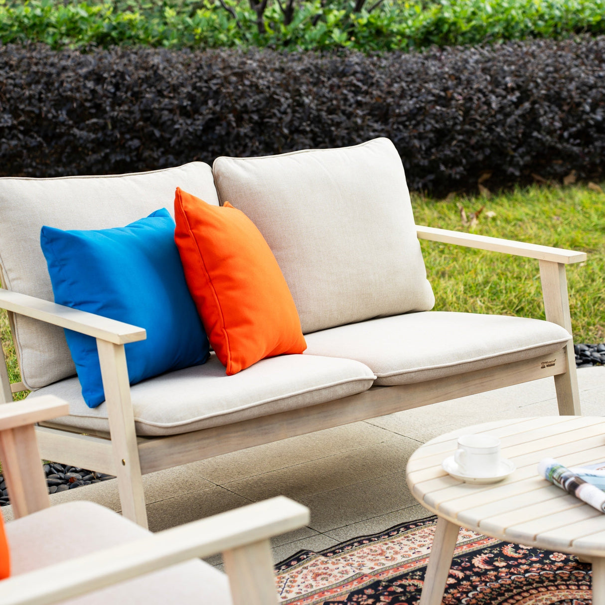4-Piece Wood Outdoor Sofa Set – 4-Seater