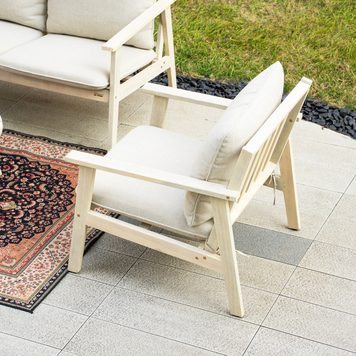 4-Piece Wood Outdoor Sofa Set – 4-Seater