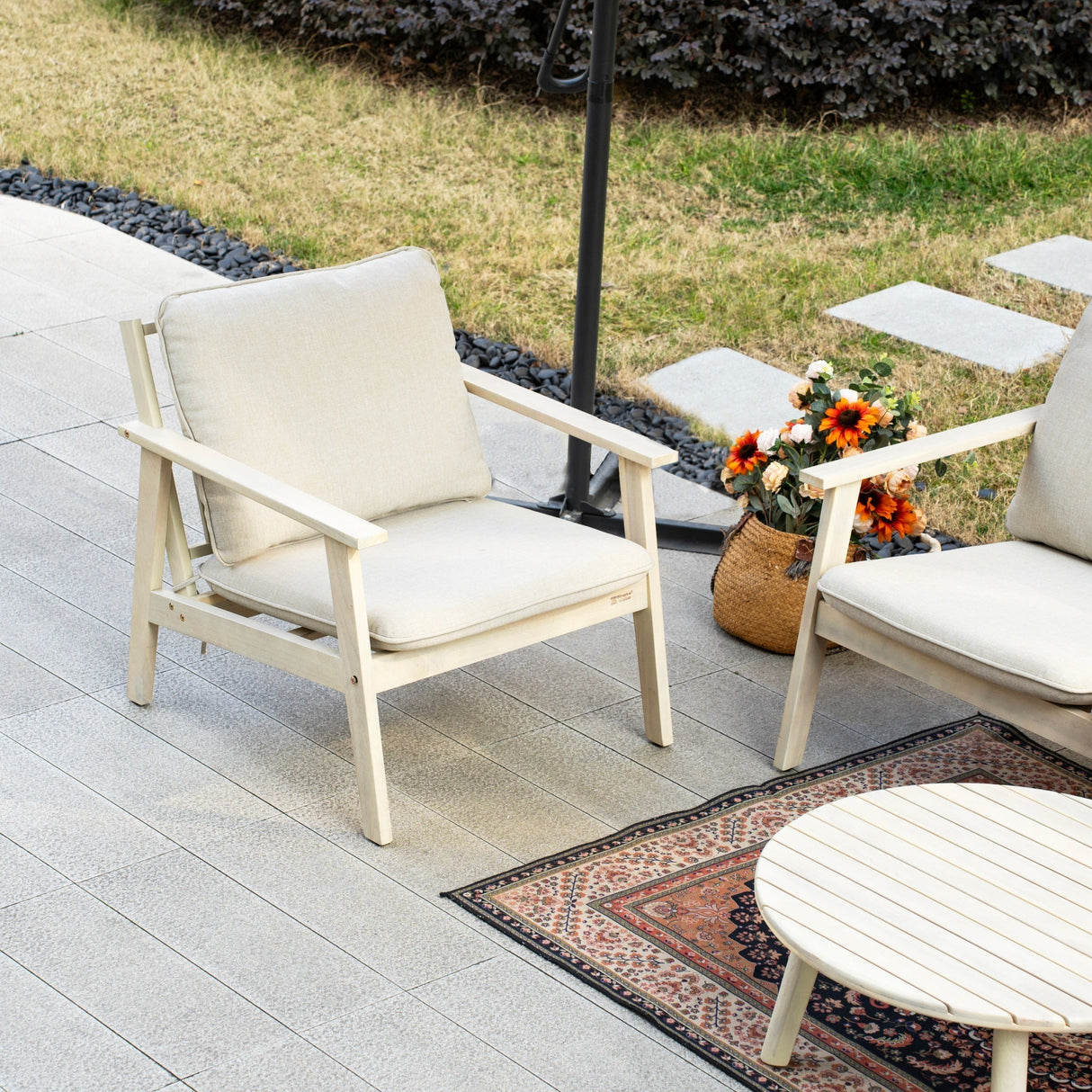 4-Piece Wood Outdoor Sofa Set – 5-Seater