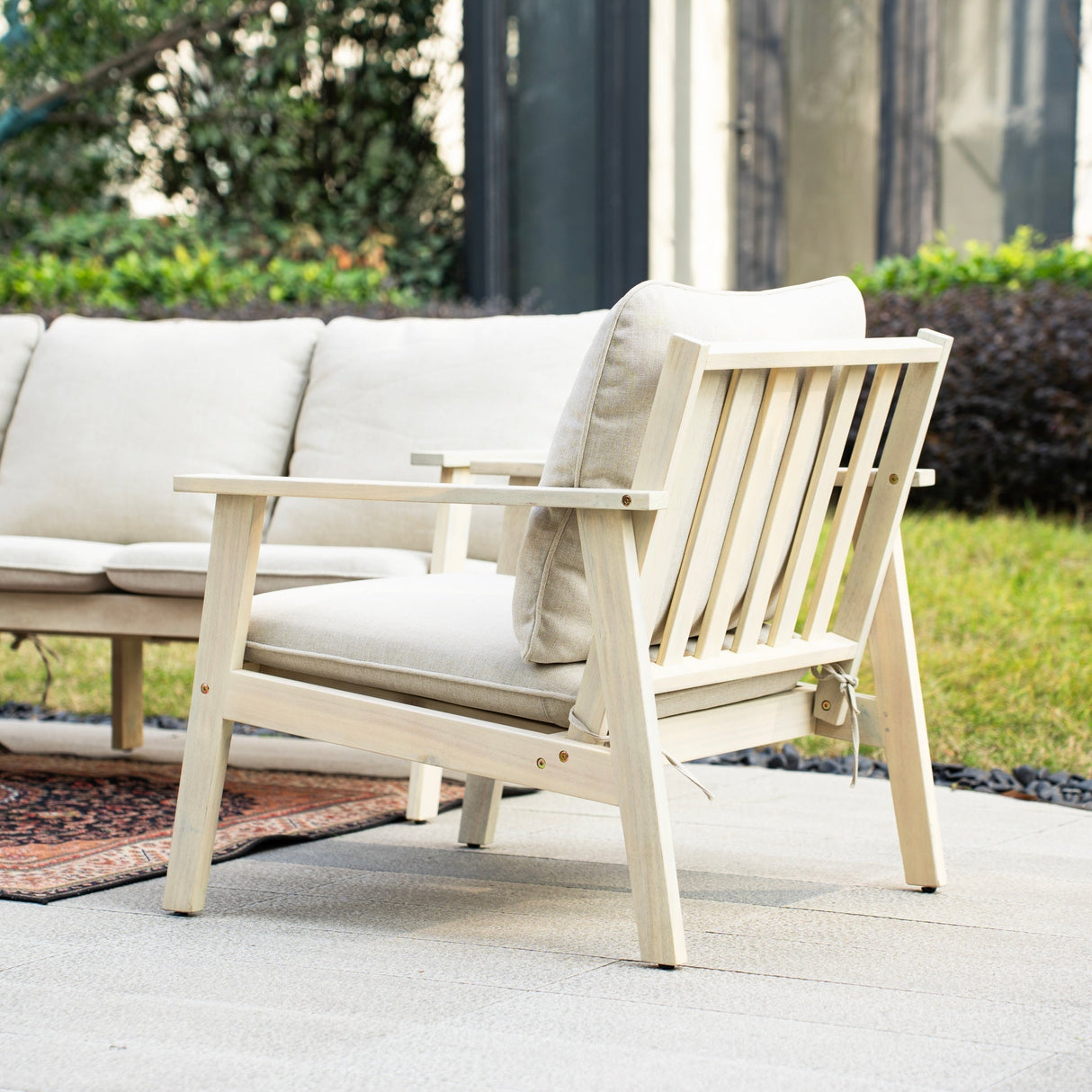 4-Piece Wood Outdoor Sofa Set – 5-Seater