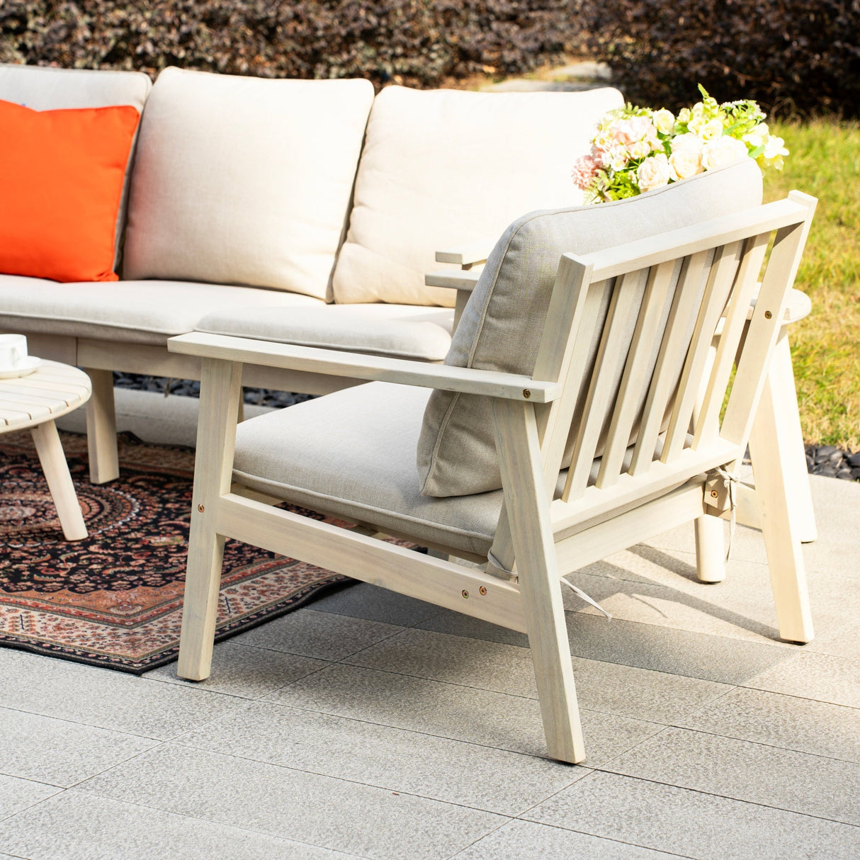 5-Piece Wood Outdoor Sofa Set – 5-Seater