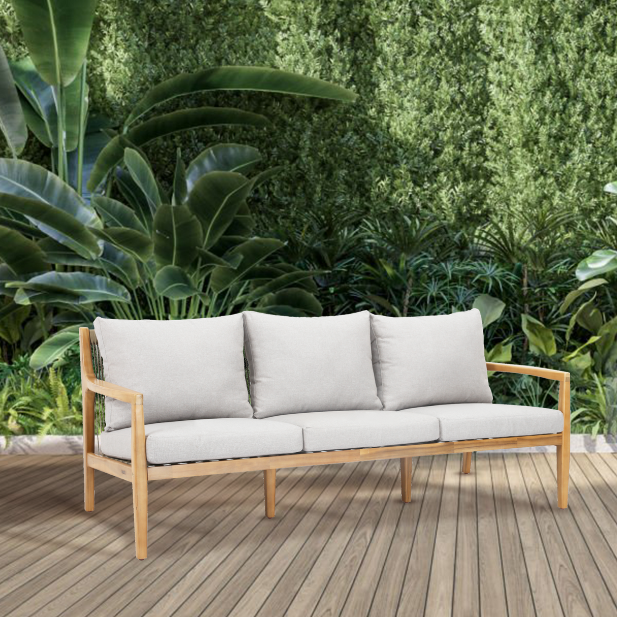 SOLARA 5-Piece Wood Outdoor Sofa Set - 5-Seater