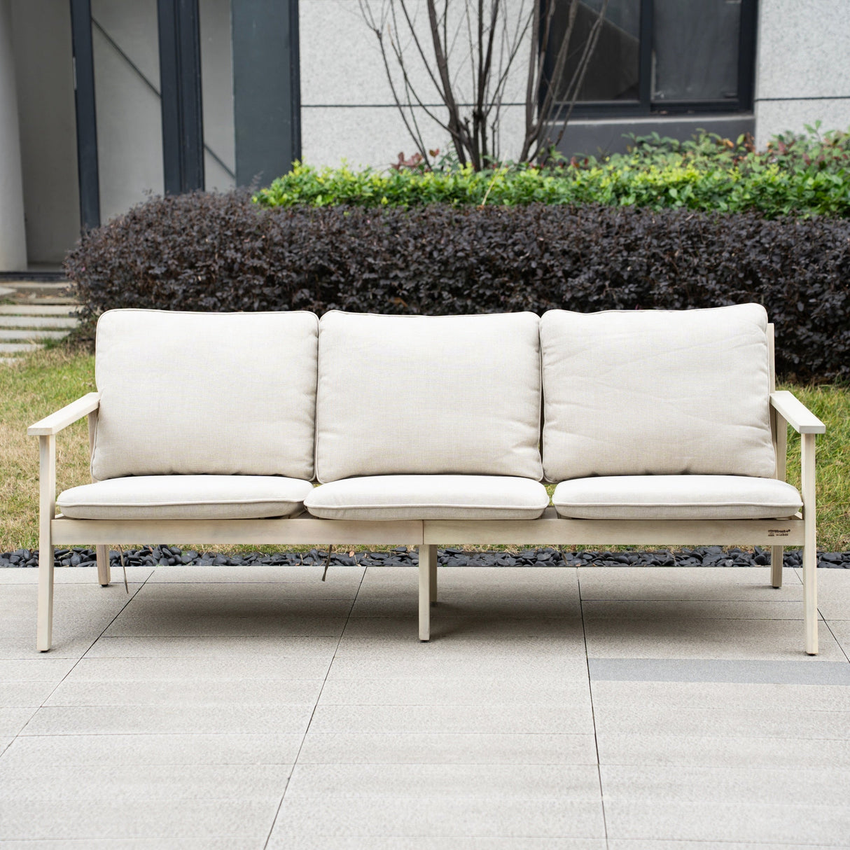 Solid Wood 3-Seater Sofa
