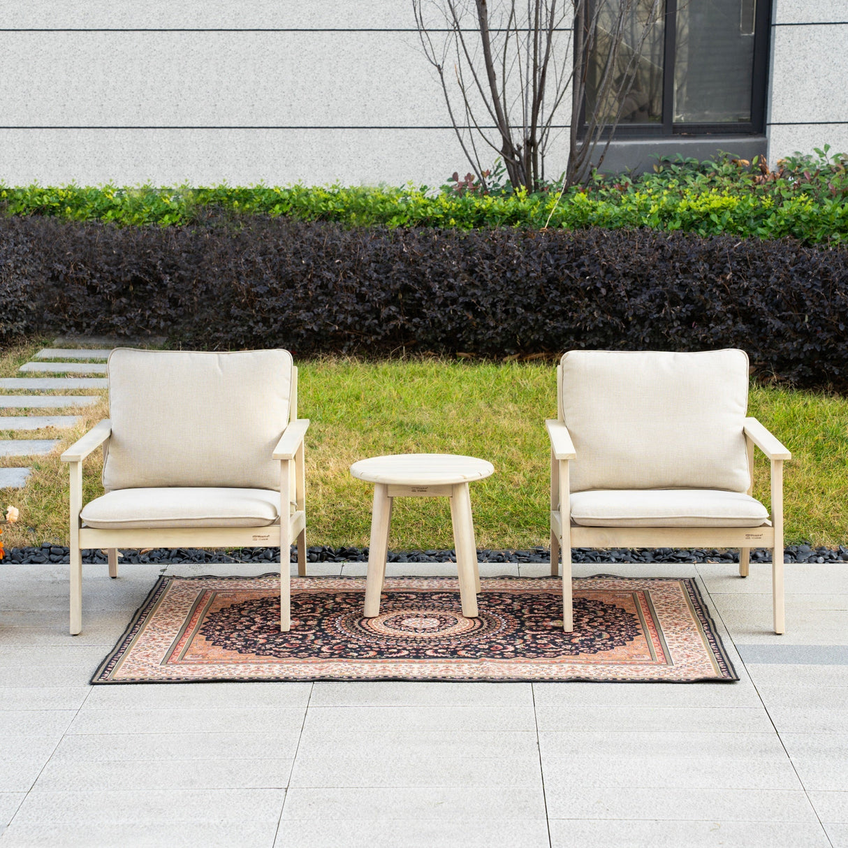 Wood Outdoor Bistro Sofa Set – 3-Piece