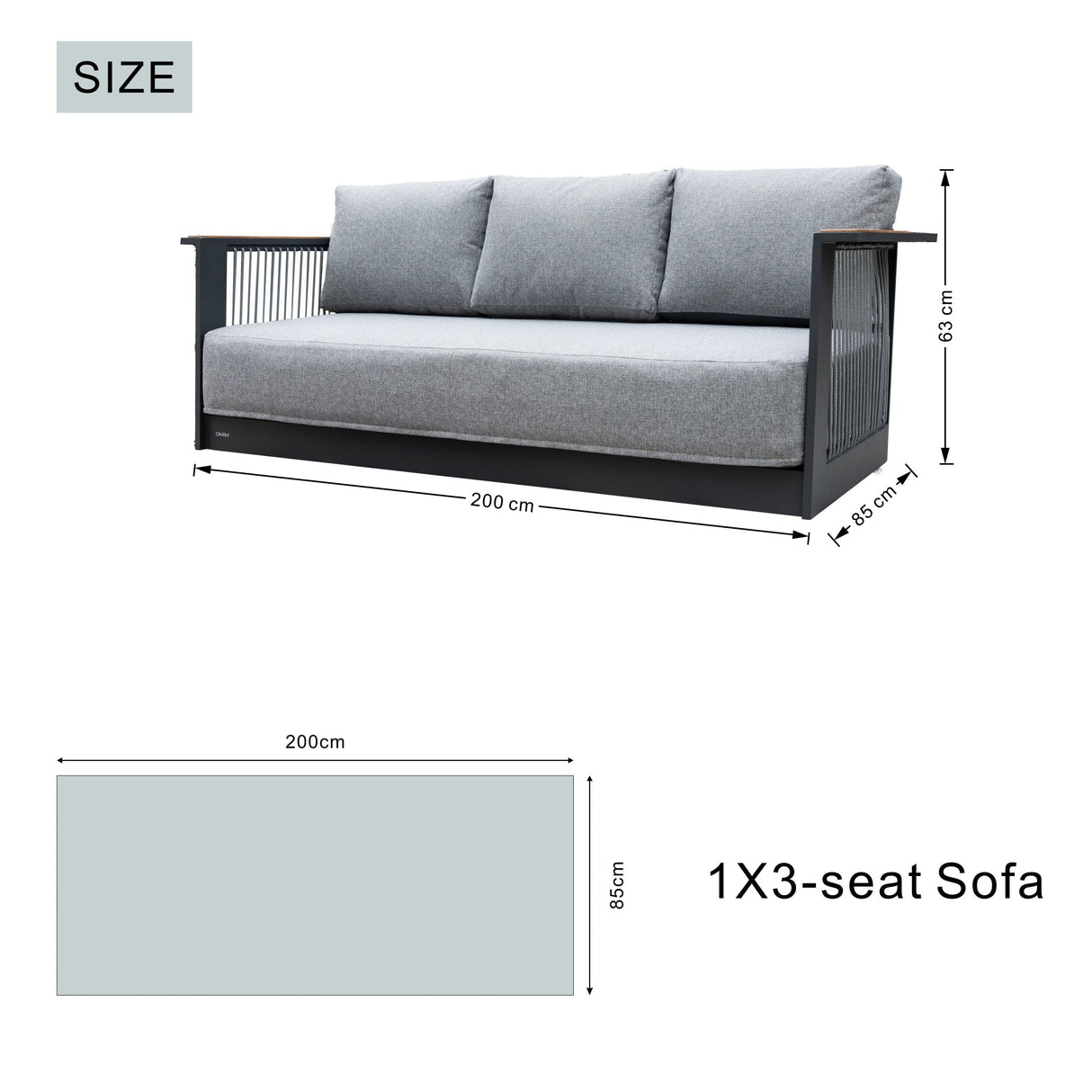 TALARA Aluminium 3-Seater Outdoor Sofa
