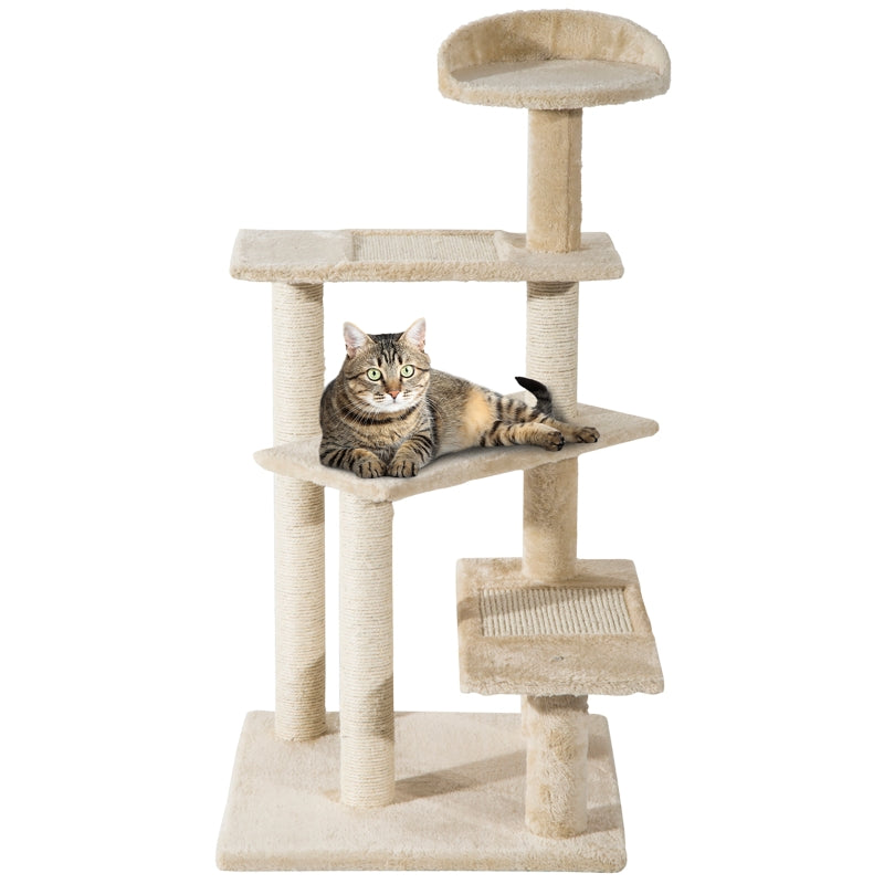 Cat Tree 100 cm Indoor Kitten Scratching Post Climbing Tower Beige