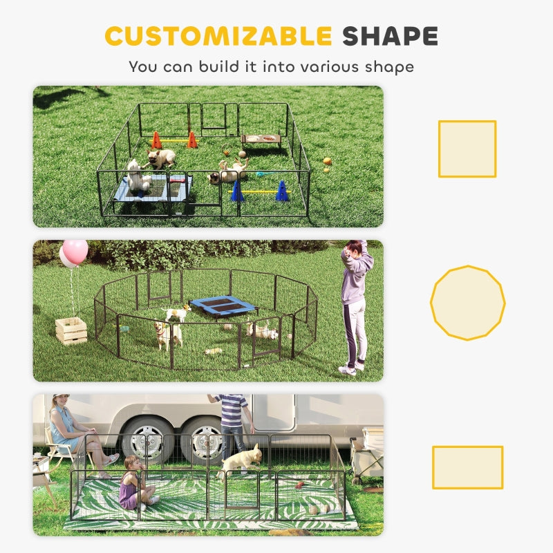 12 Panels Heavy Duty Puppy Playpen, Small Dogs Indoor Outdoor - Silver