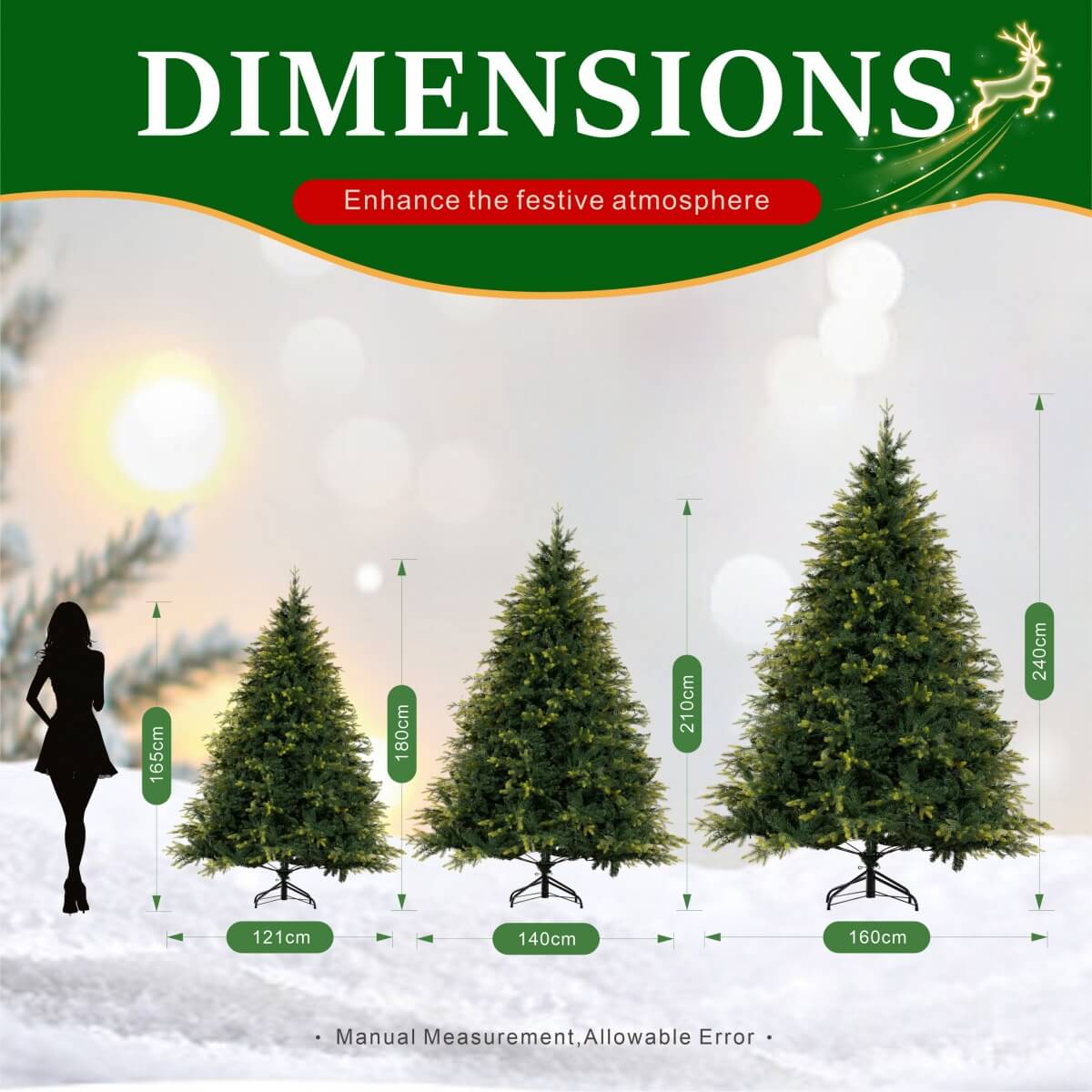 Realistic Full Green Artificial Christmas Tree - PVC & PE Mixed-Foliage Xmas Tree for Easy Setup, 6ft/7ft/8ft