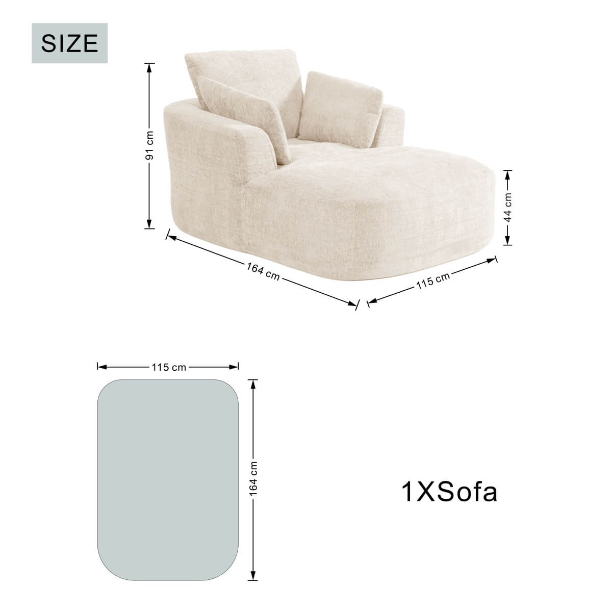 SOFTY Compressed Indoor Lounge Sofa Chair - Beige