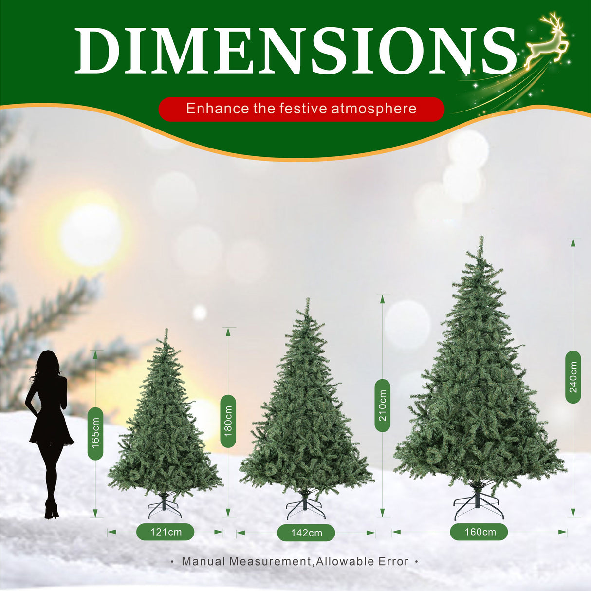 Realistic Full Green Artificial Christmas Tree - PVC Xmas Tree for Easy Setup & Indoor Festive Decoration, 6ft/7ft/8ft