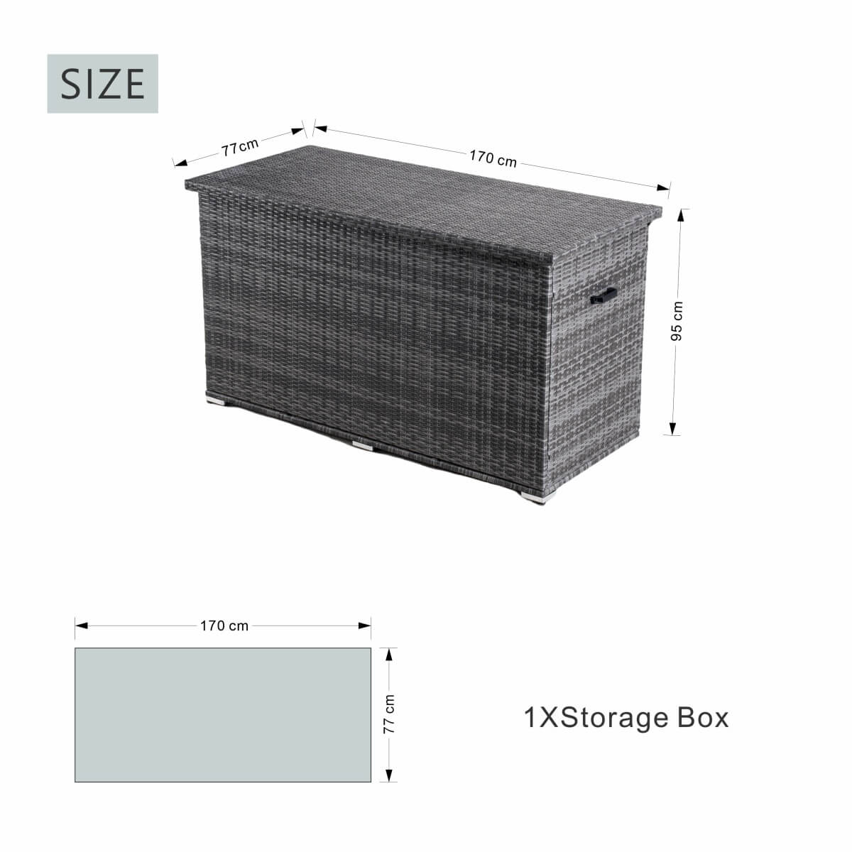 Large Outdoor Wicker Storage Box - Weatherproof Garden & Patio Chest