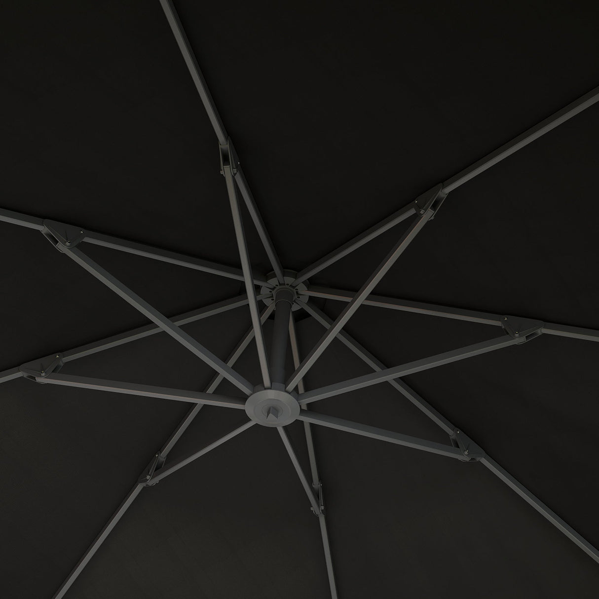 Garden Cantilever Parasol, 3m Round Overhanging Umbrella with Crank Handle, Black