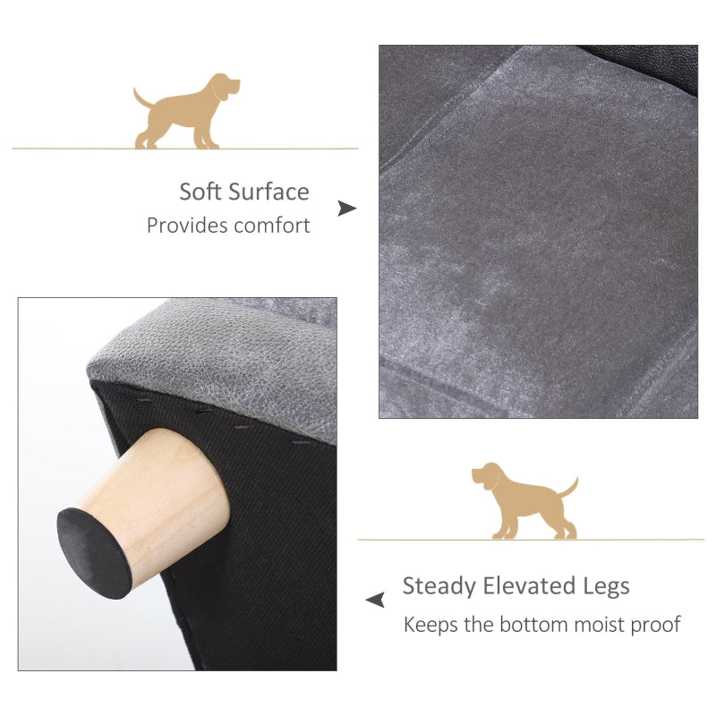 Dog Sofa Bed - Elevated Pet Chair with Soft Cushion, Grey