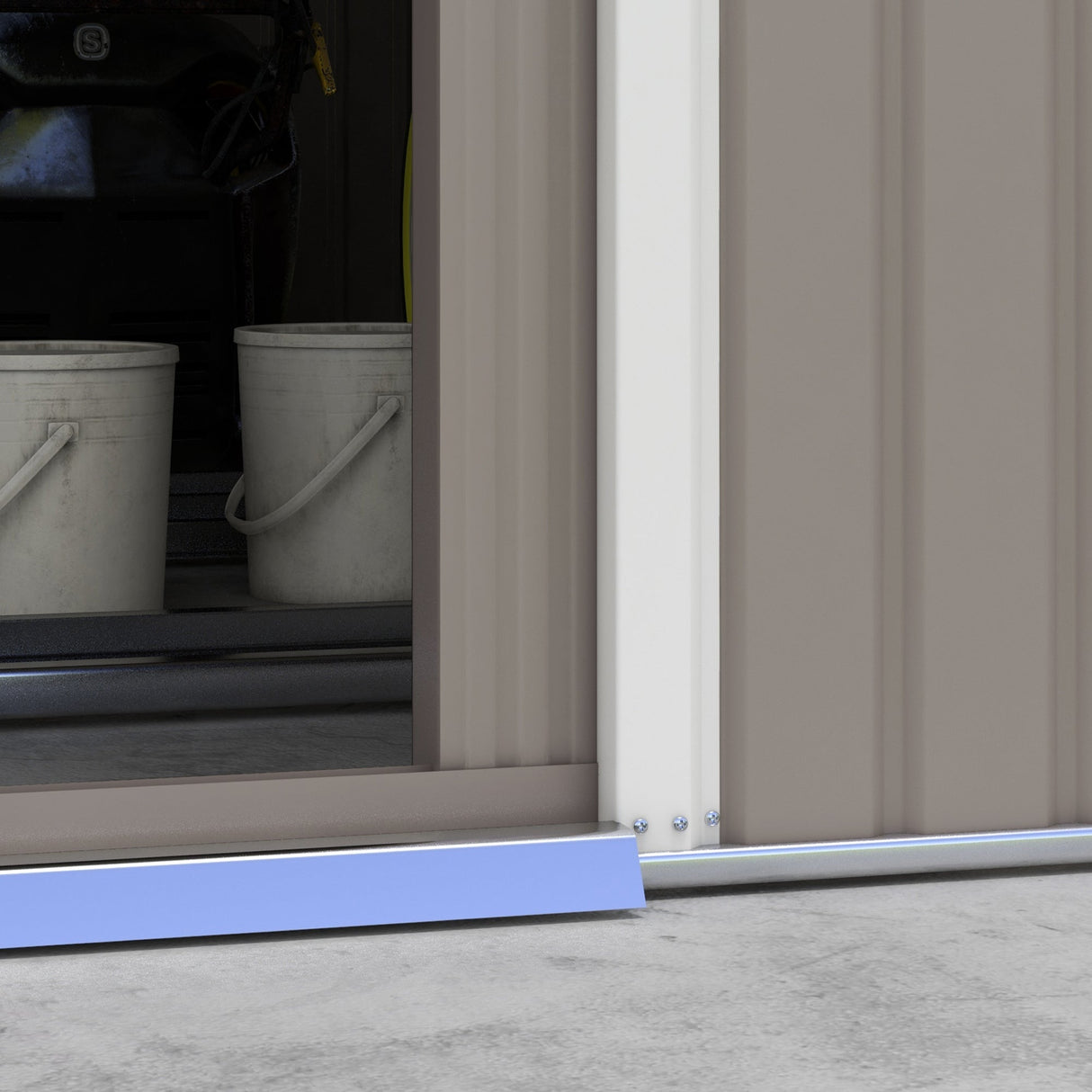 Large Garden Shed, Metal with Foundation Kit and Ventilation, Light Grey