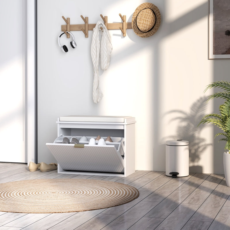 Elegant Six Shoe Bench with Top Seat - White