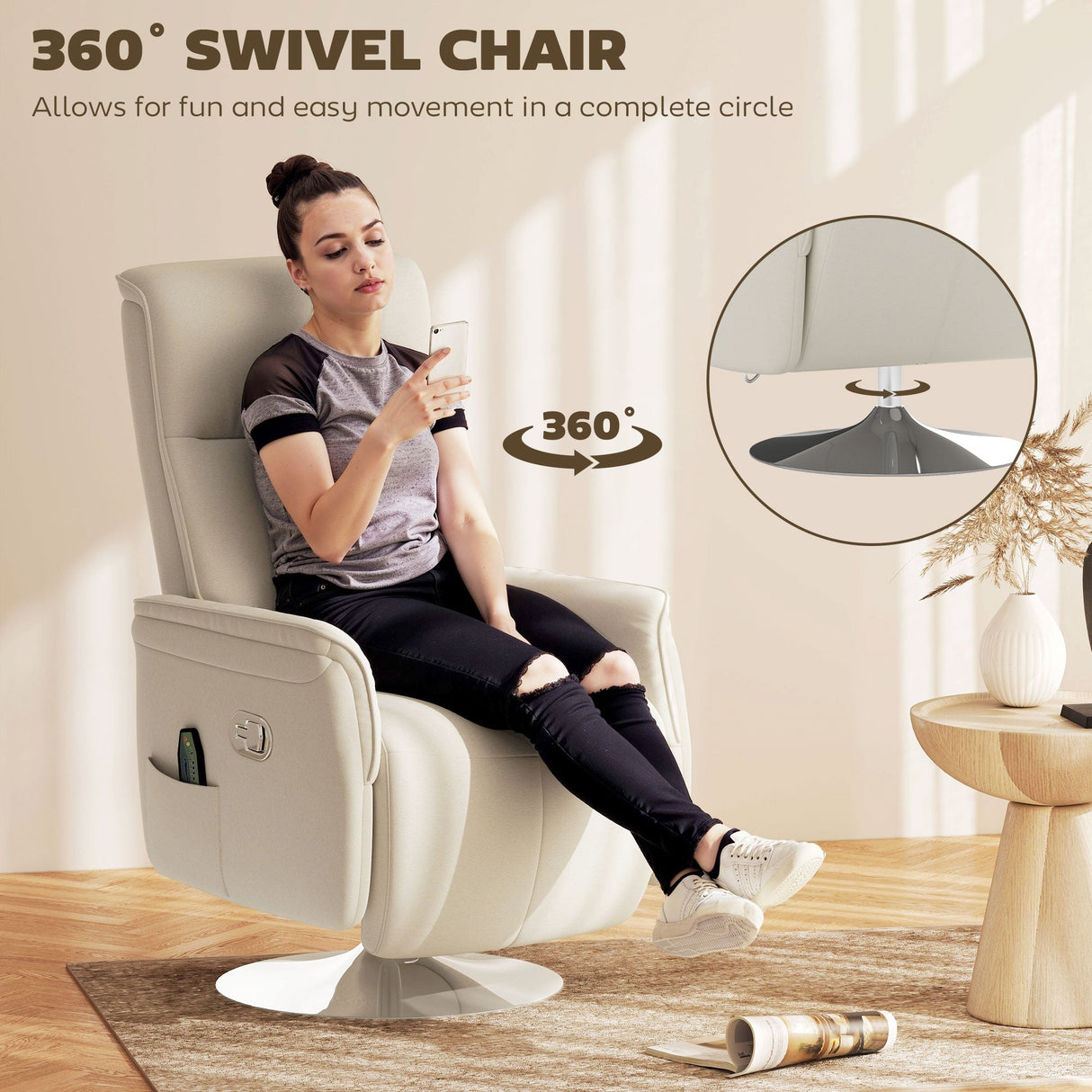 10-Point Massage Recliner Armchair - Cream