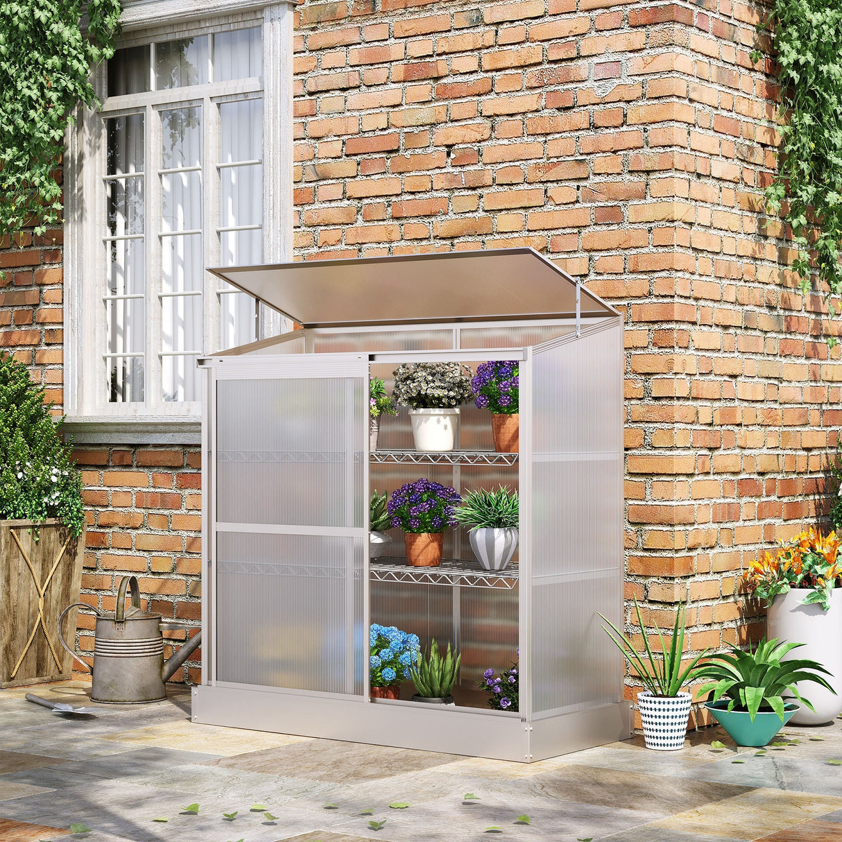 3 Tier Greenhouse, Outdoor Cold Frame Plant Flower Growth, Transparent Polycarbonate
