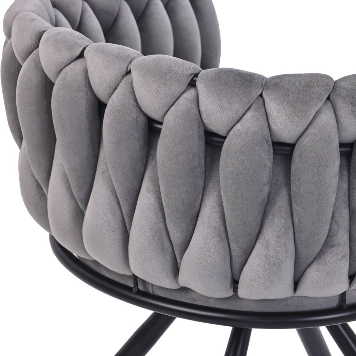 Set of 6 Velvet Swivel Dining Chairs - Luxury Accent Chairs with Metal Legs, Grey