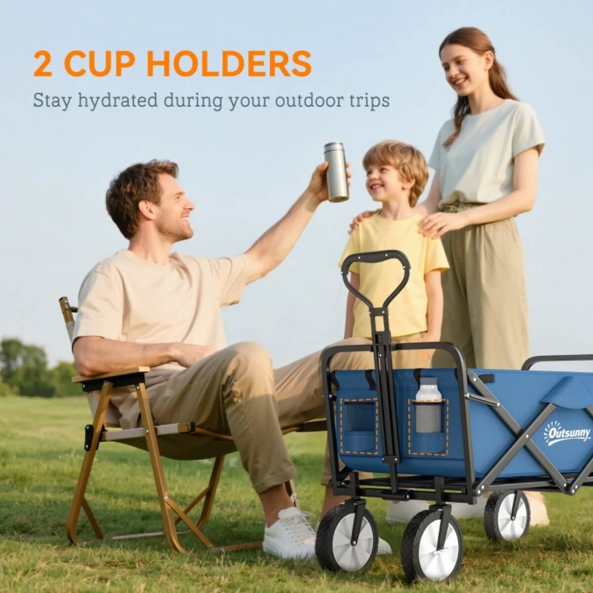 90L Folding Festival Trolley – Adjustable Handle, Portable Camping & Outdoor Cart