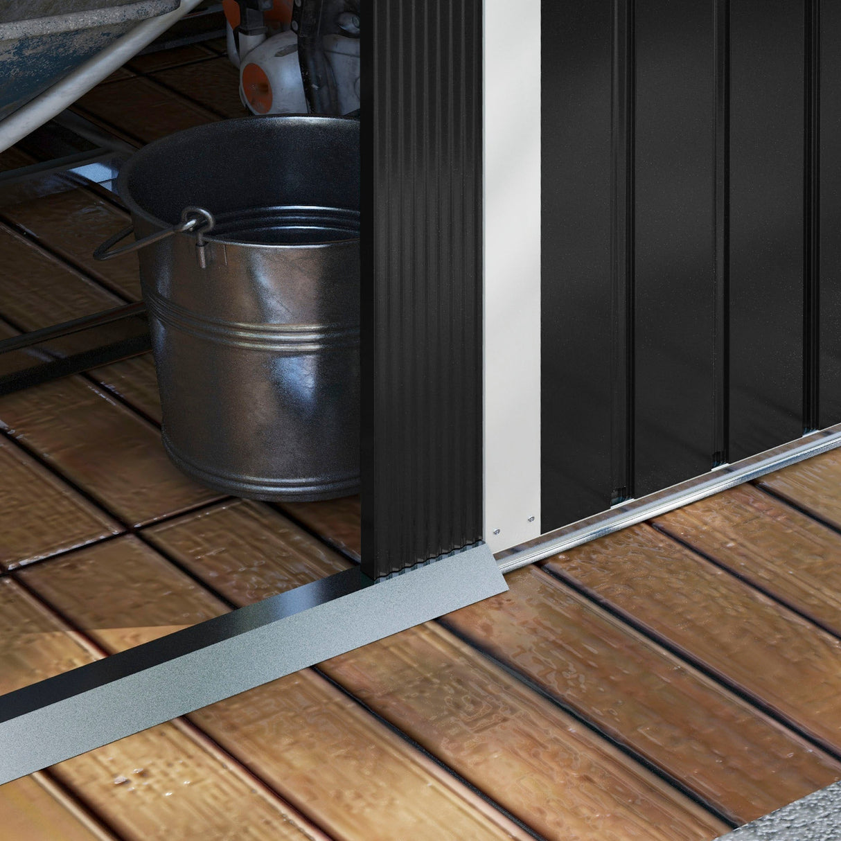 Metal Garden Shed, 7.7 x 5.7ft, Galvanised Outdoor Tool Storage with Ventilation and Sliding Doors, Grey