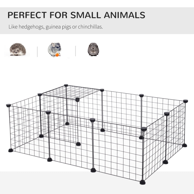 DIY Pet Playpen, 12 Panel Enclosure for Small Animals, Black Metal Wire