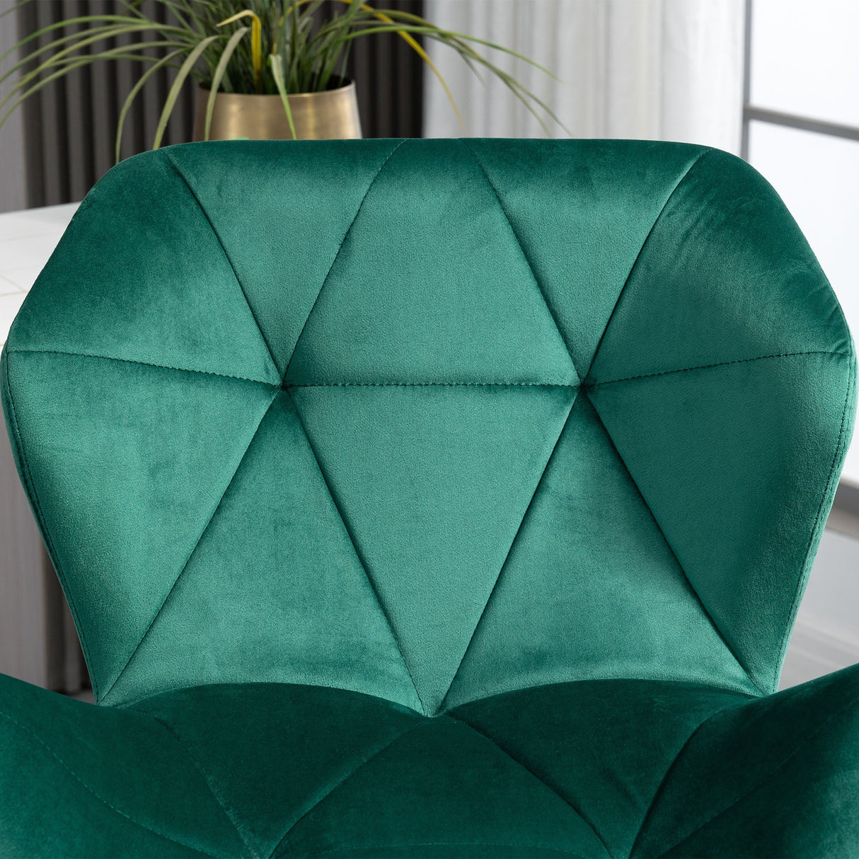 Bar Stools Set Of 2, Adjustable Height with Metal Frame Footrest, Velvet-Touch Green
