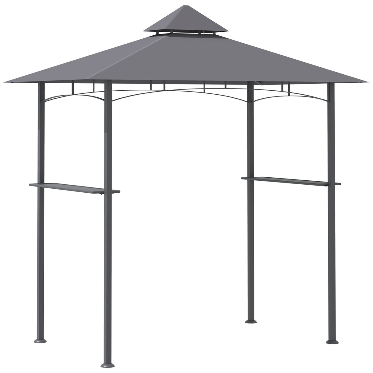 BBQ Gazebo Grill Canopy Barbecue Tent Shelter Patio Deck Cover 2.5M (8ft) Double-Tier - Grey