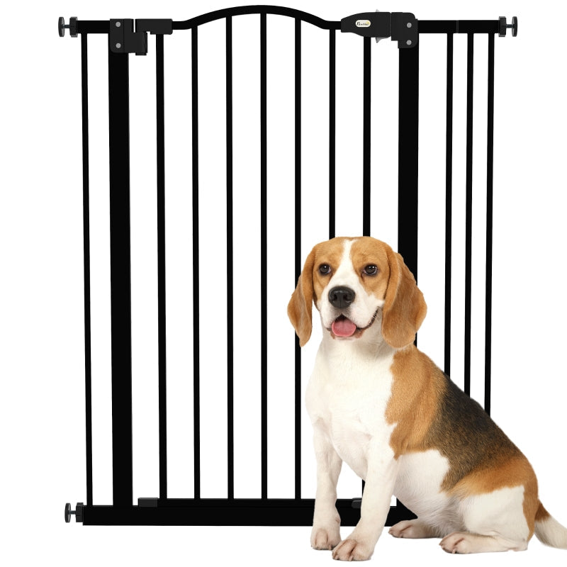 Metal Pet Safety Gate Folding Dog Fence, 74-87cm Black
