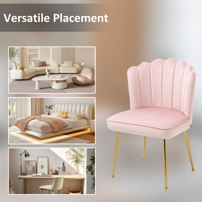 Velvet-Feel Shell Accent Chair with High Back Support - Pink