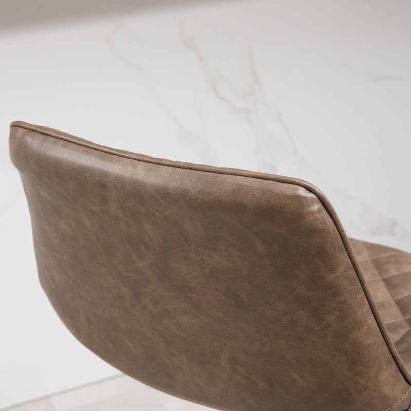 Bar Stools Set of 2, Adjustable Swivel with Back, Brown PU Leather