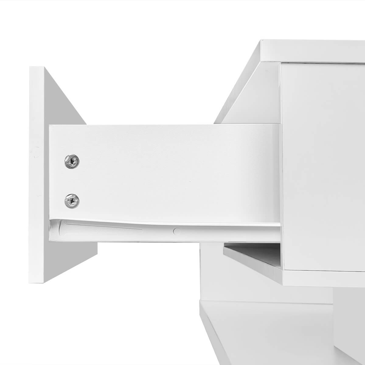 High Gloss White Coffee Table with LED Lights - Glass Top Modern Living Room Table