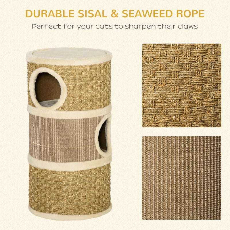 Cat Scratching Barrel Kitten Tree Tower Sisal Seaweed Rope Plush