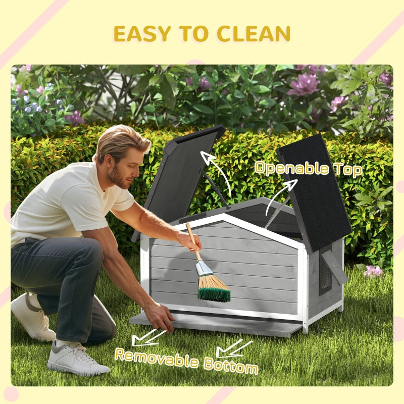 Dog Kennel for Outside, Medium Dogs, Grey Wood