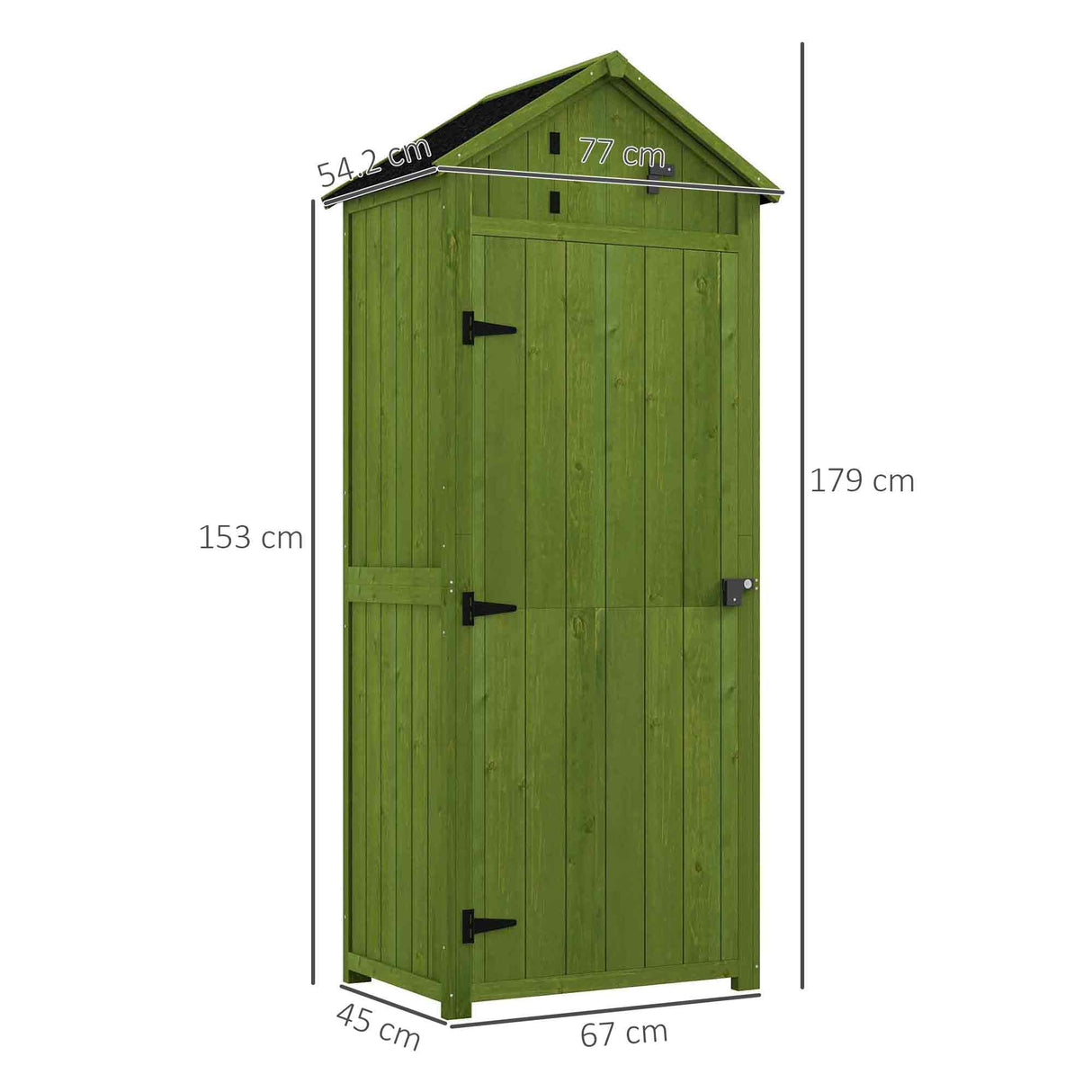 Small Shed, Tall Slim Garden Shed with 3 Removable Shelves, Wooden Green