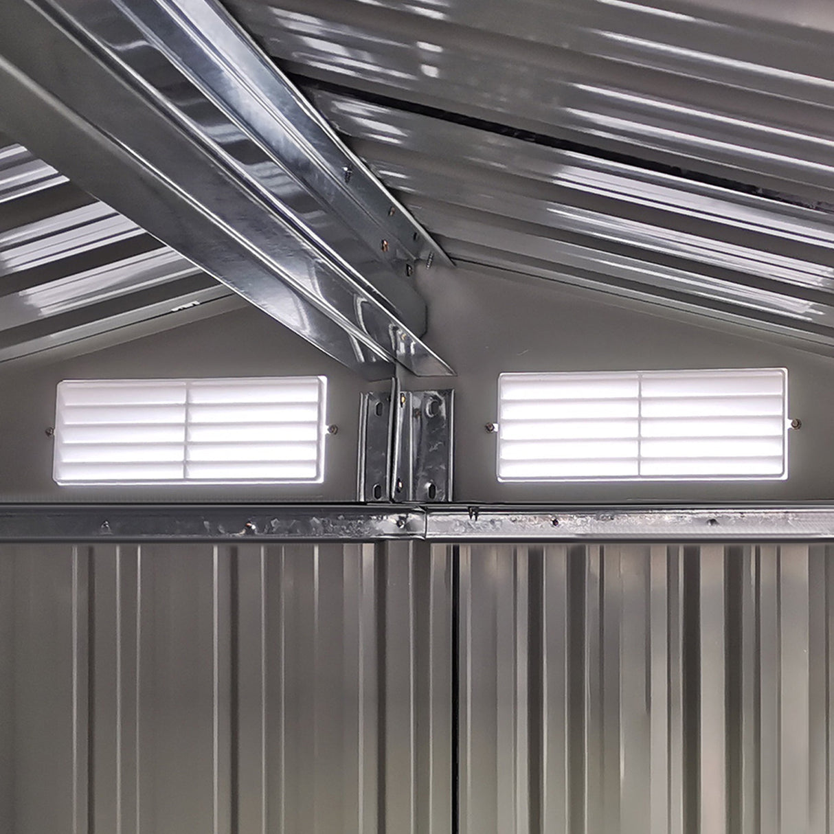 Garden Metal Tool Storage Shed with Sliding Door, Sloped Roof and Floor Foundation, Green