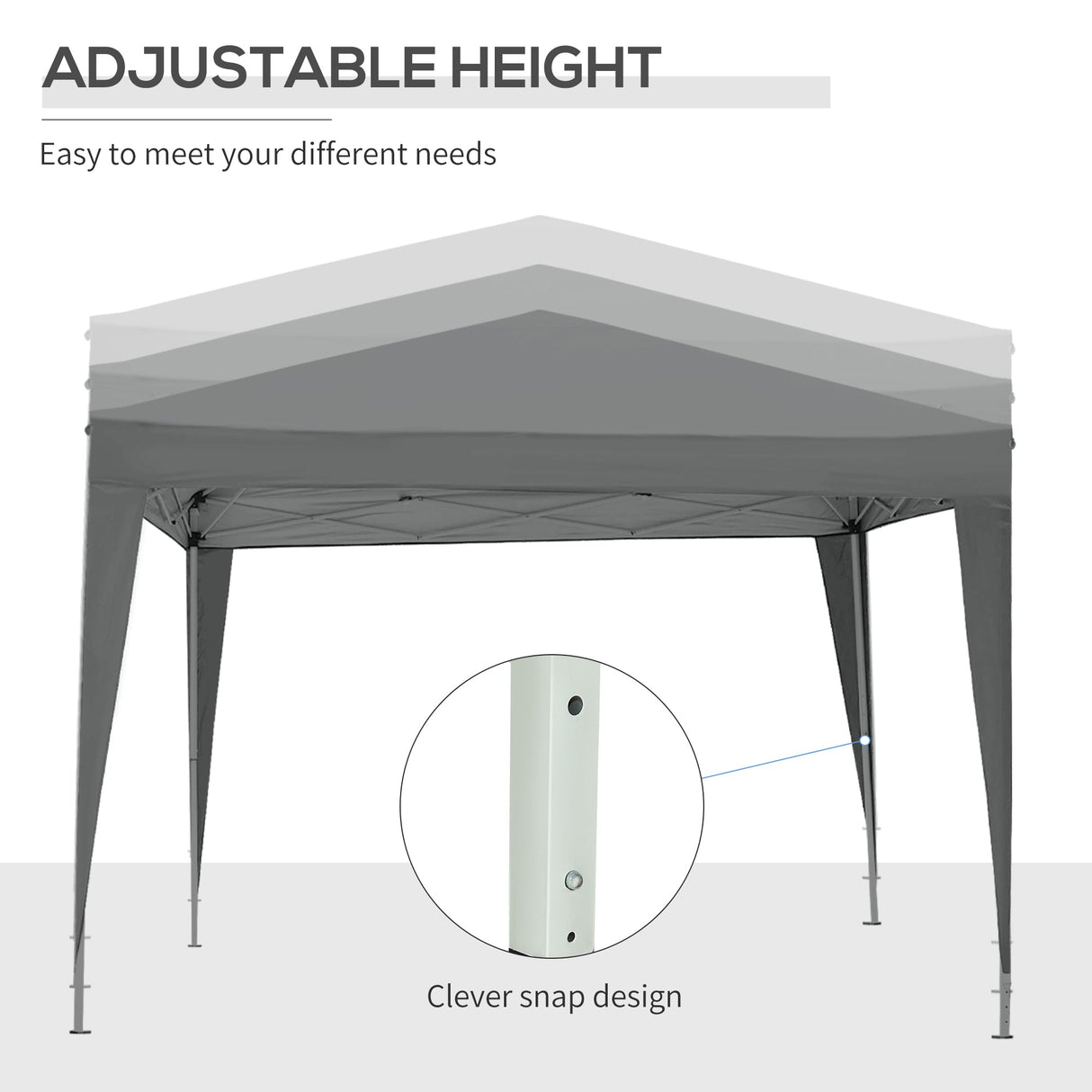 Pop Up Gazebo Water Resistant with Carry Bag and 2 Windows, Grey