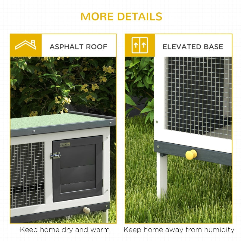 Wooden Rabbit Hutch Outdoor Guinea Pig Bunny Cage with Openable Asphalt Roof