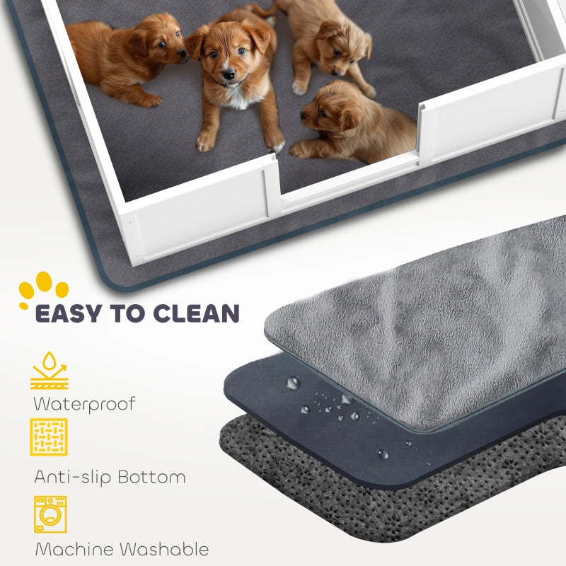 Whelping Box for Dogs, Whelping Pad Adjustable Entrance Non-slip Foot Pads, 100 x 96cm