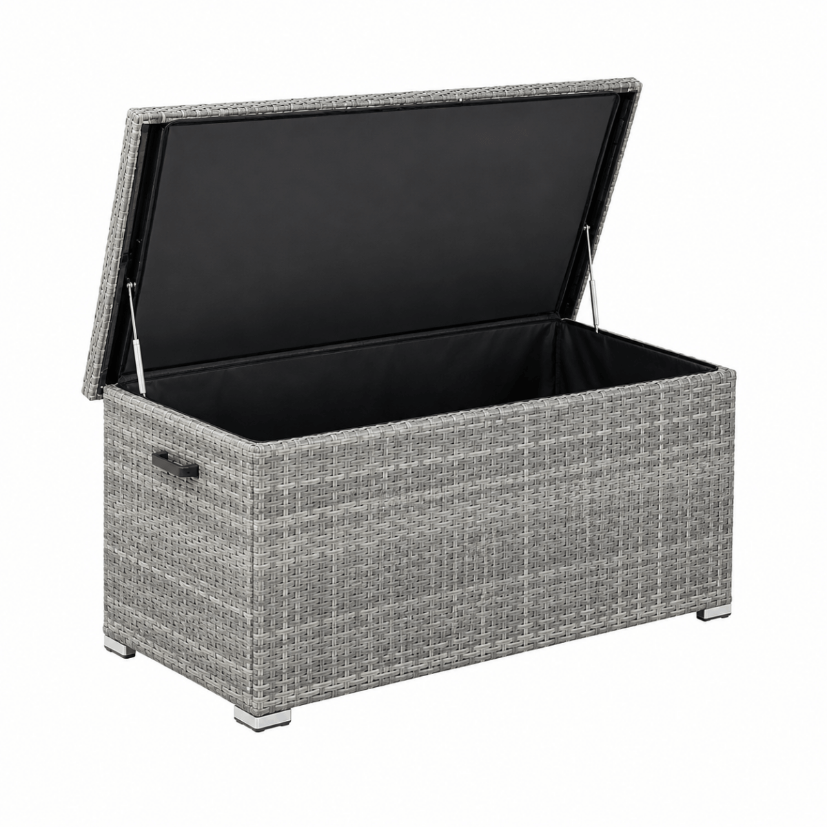 Small Outdoor Rattan Storage Box - Weather-Resistant Garden Storage Chest, Grey