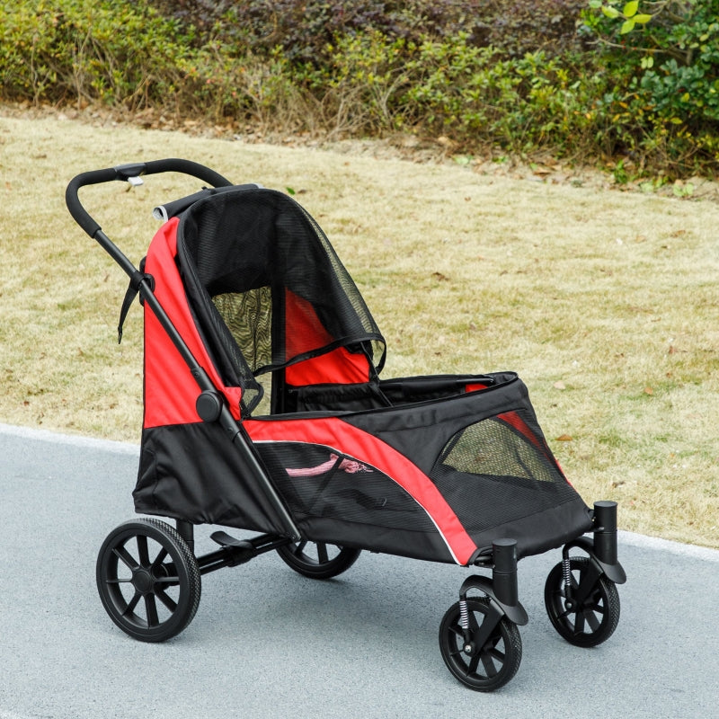 PawHut Pet Stroller for Large Dogs, Easy Folding, 4 Wheels, Black