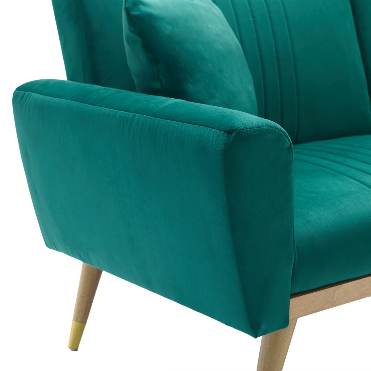 Convertible Futon Sofa Bed - Adjustable Backrest, Fleece Fabric, 2 Seater, Green