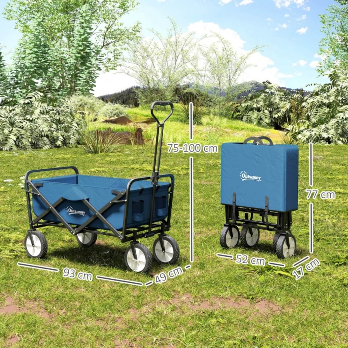 90L Folding Festival Trolley – Adjustable Handle, Portable Camping & Outdoor Cart